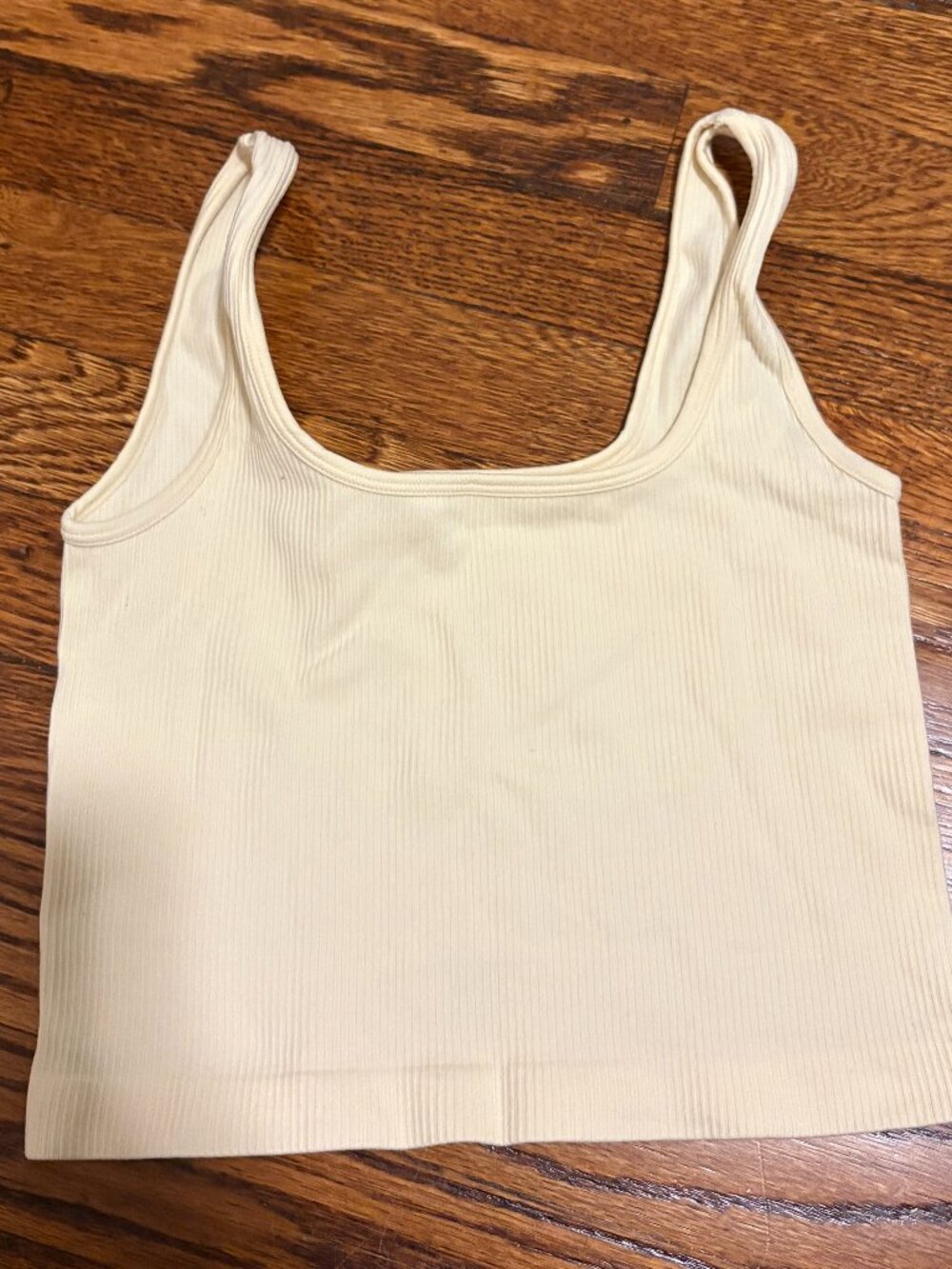 Cream ribbed crop top